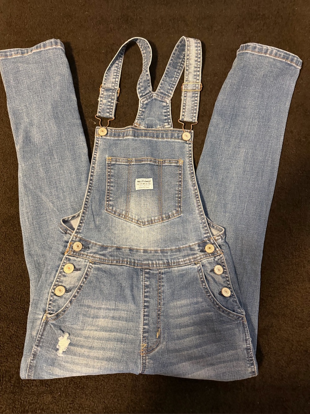 Wallflower Womens Light Blue Distressed Bibs/Overalls Women’s Size XS